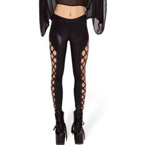 Blackmilk Double Dare‎ Ya Coated Black Cut Out Leggings